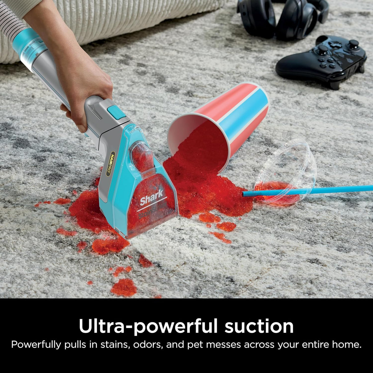 shark stainstriker hairpro portable carpet, upholstery & area, close-up detail