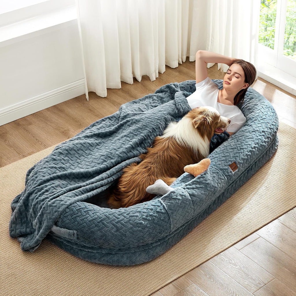 chixnuggle orthopedic human dog bed,with faux fur washable, main product view