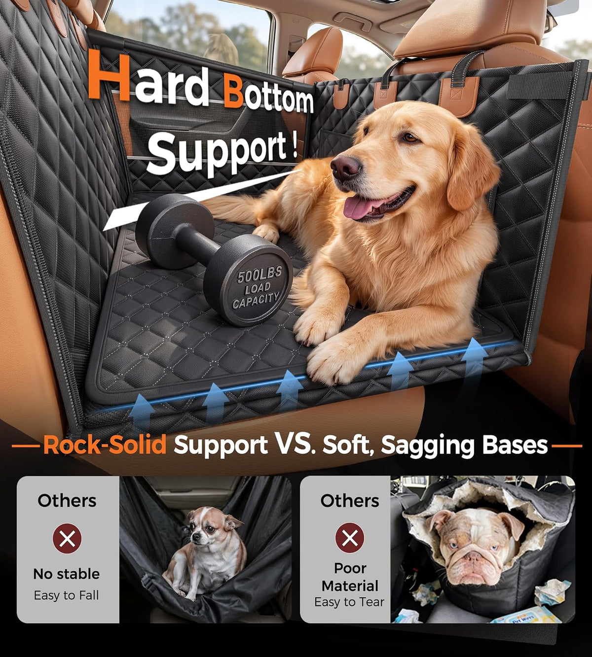 doglike heavy duty dog car seat for back, side view