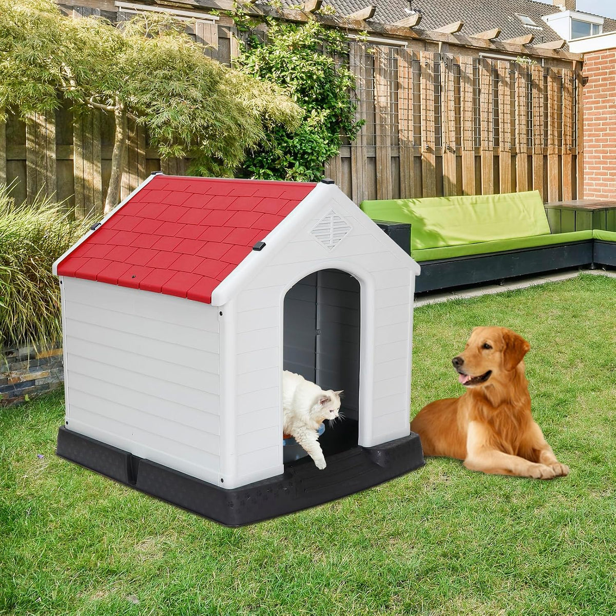 large plastic dog house indoor outdoor doghouse dog showing dimensions