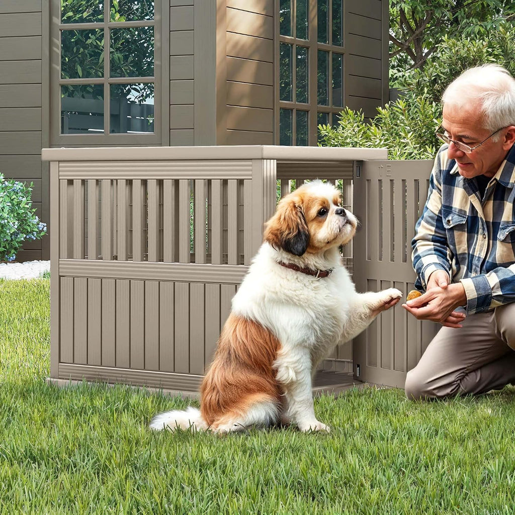 yitahome dog crate, weatherproof dog crate furniture w/secure on a desk or shelf