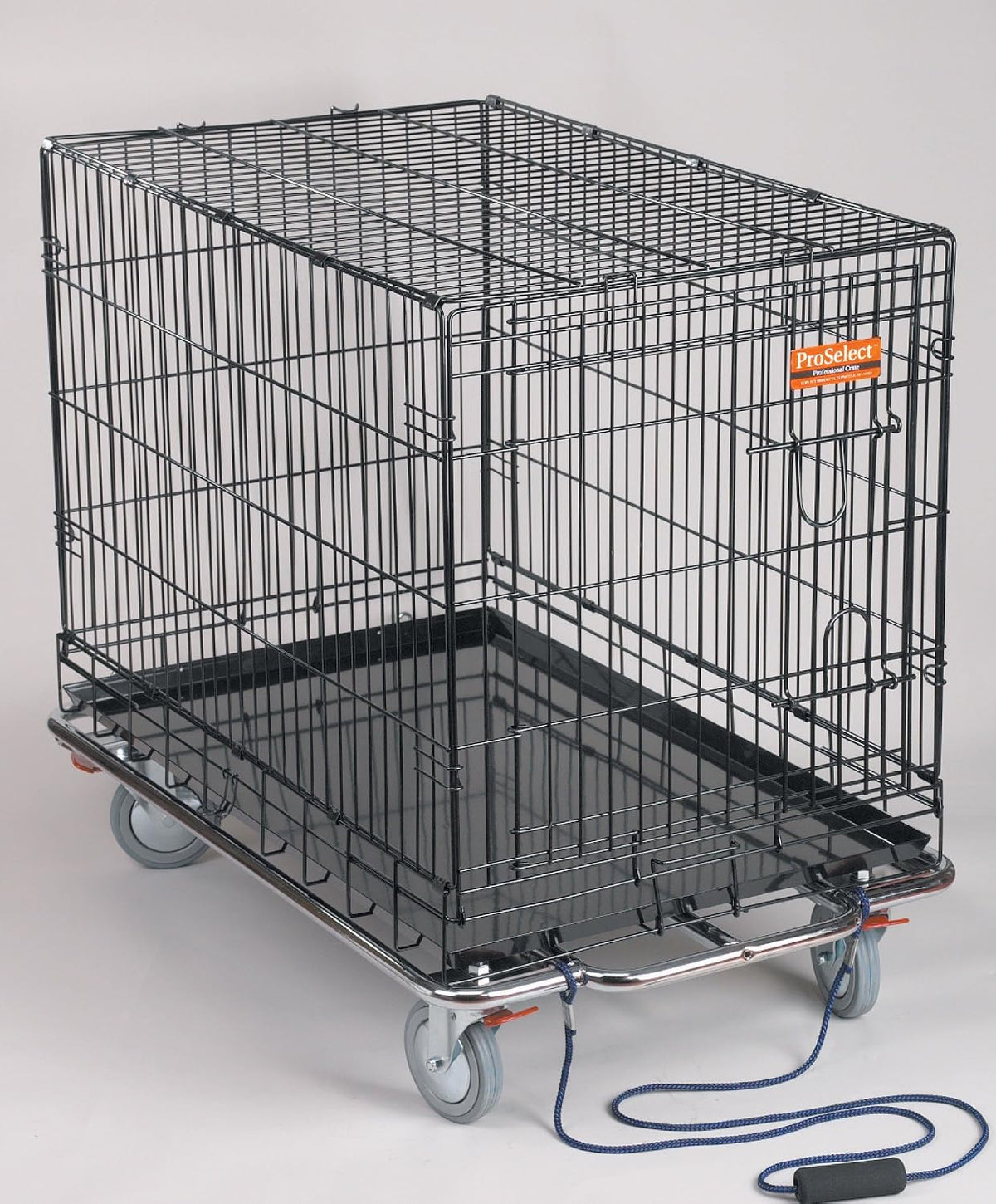 proselect kennel karts — heavy-duty steel chrome carts, close-up detail