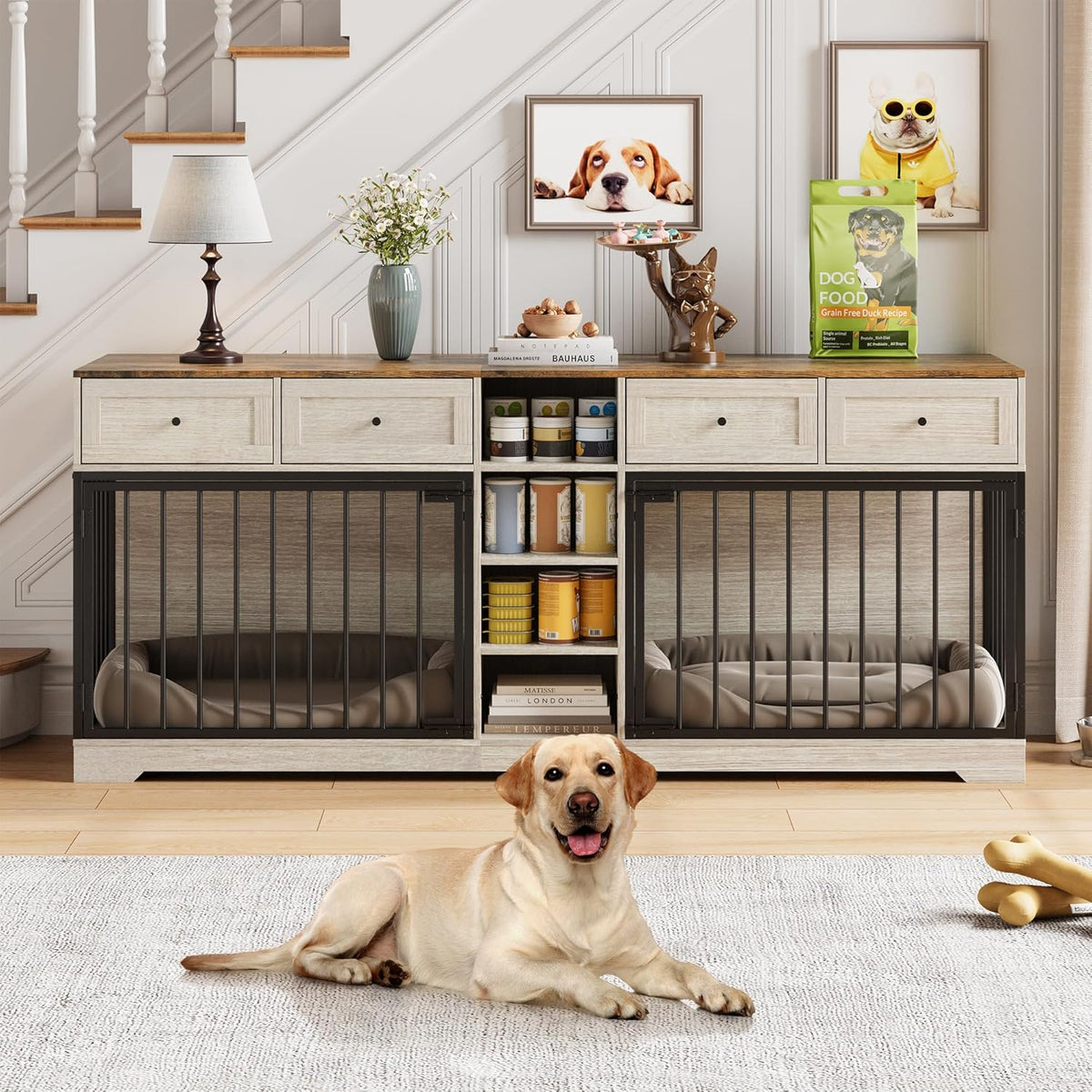 idealhouse 82” large dog crate for 2 dogs, close-up detail