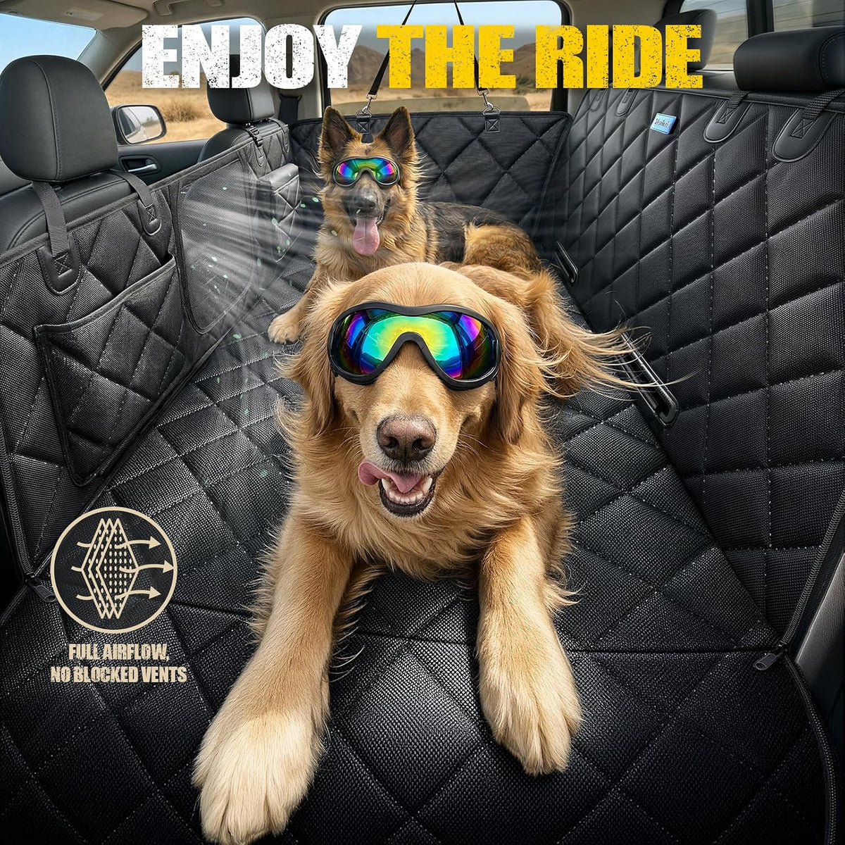 rorhxia heavy-duty dog car seat cover for back, front angle view