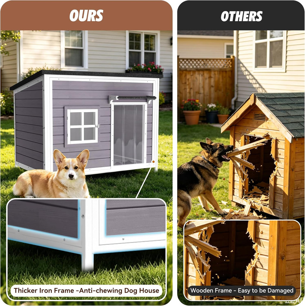 43" large wooden outdoor dog house with insulated, package contents