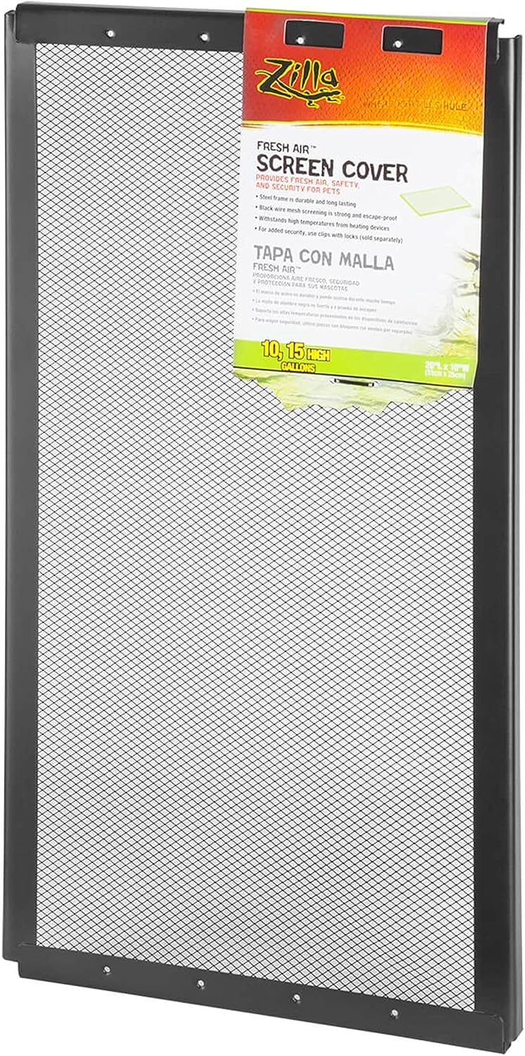 zilla reptile terrarium covers fresh air screen, 20x10-inch, side view