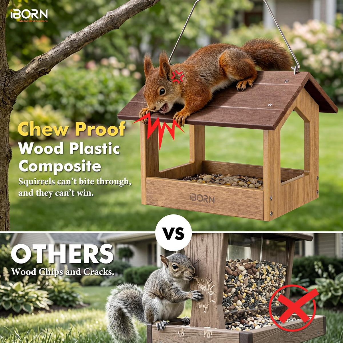 iborn pavilion bird feeder, covered platform bird feeder, close-up detail