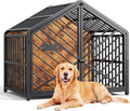 ironck 35.4" dog crate furniture with roof-shape frame, main product view