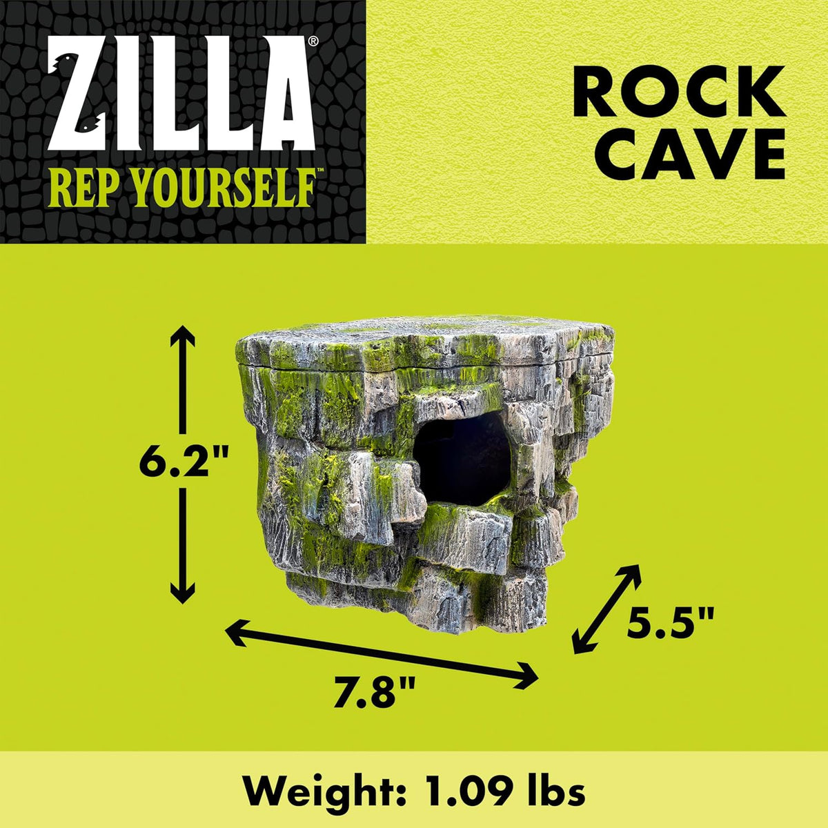 zilla rock cave vertical décor, reptile hides for shown in use