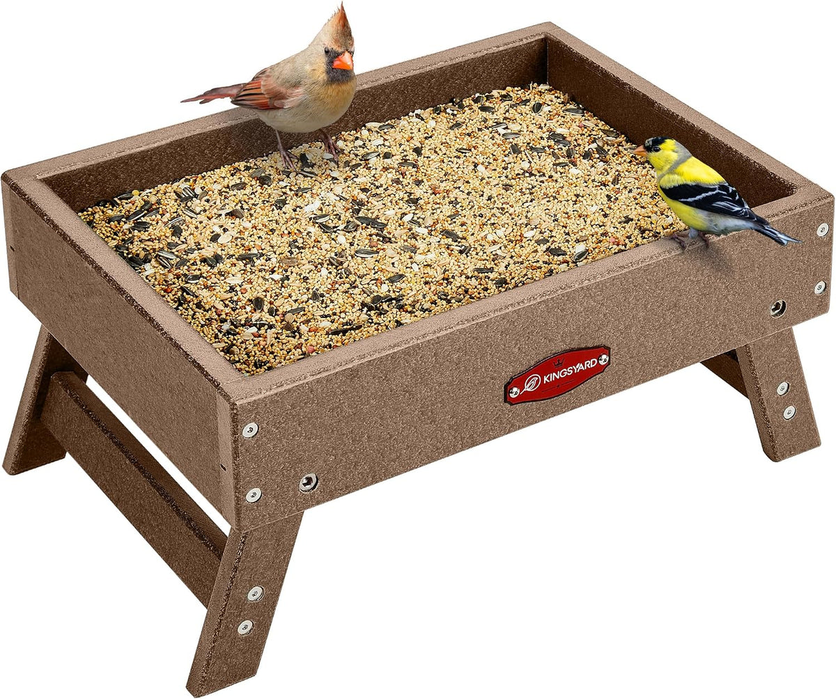 kingsyard ground bird feeder, elevated tray with recycled, main product view
