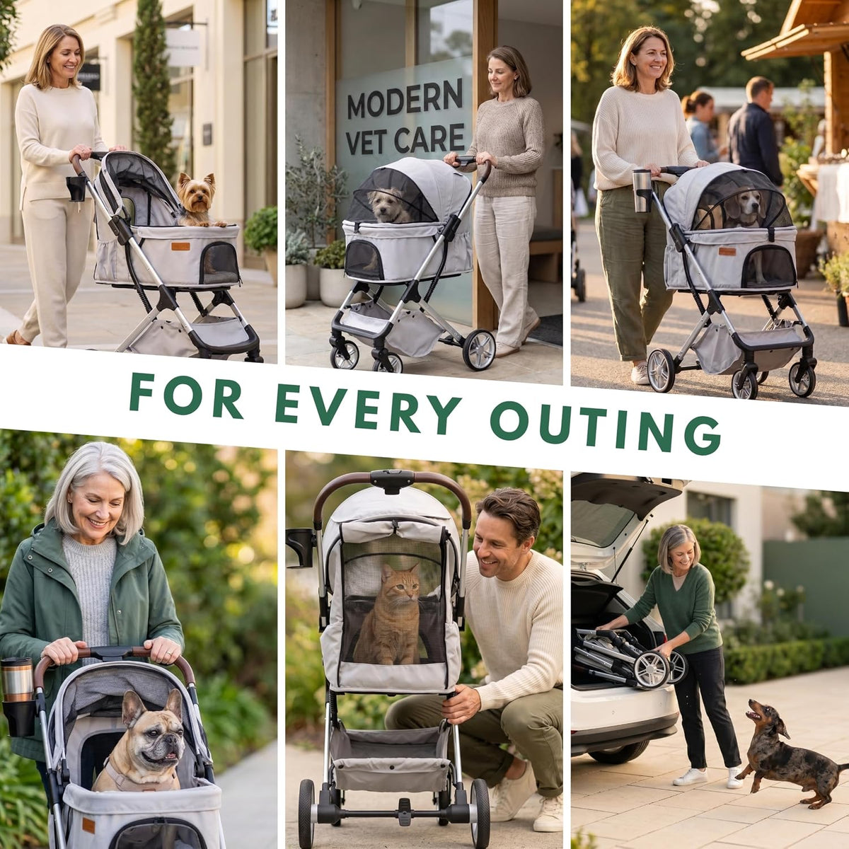 pet stroller for small dogs and cats, one-click, view 9