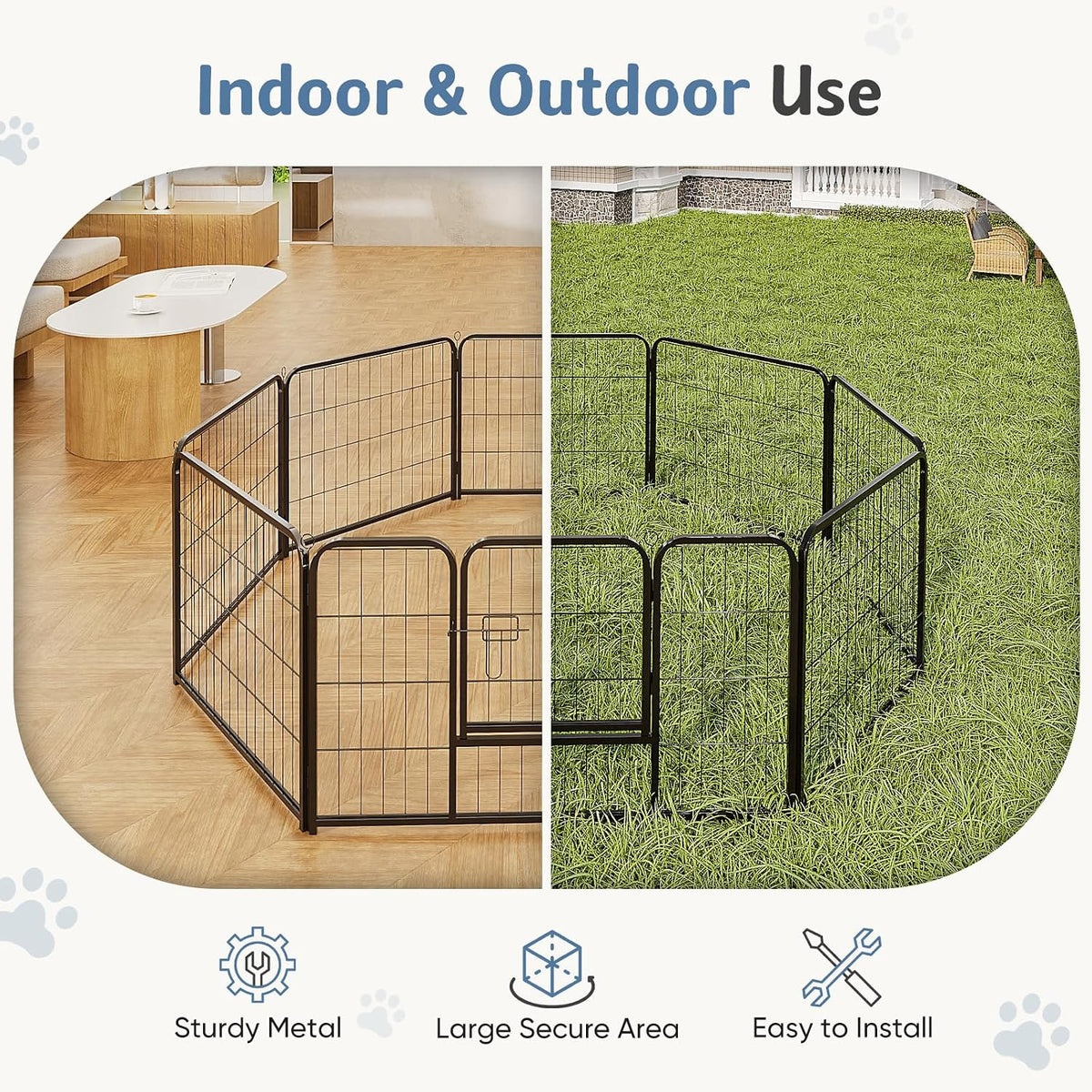 dumos dog playpen 16 panels 24 inch indoor, side view