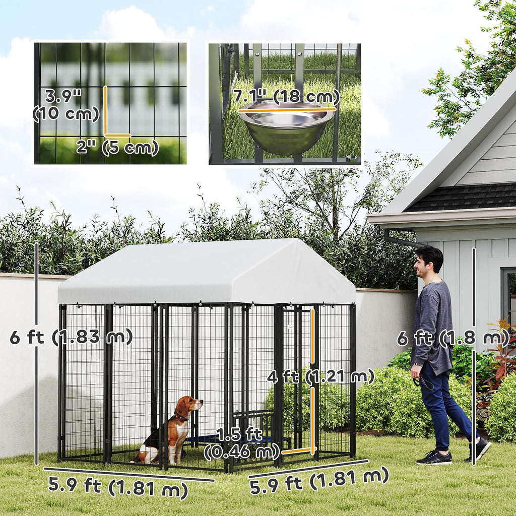 pawhut outdoor dog kennel with roof for s&m&l on a desk or shelf
