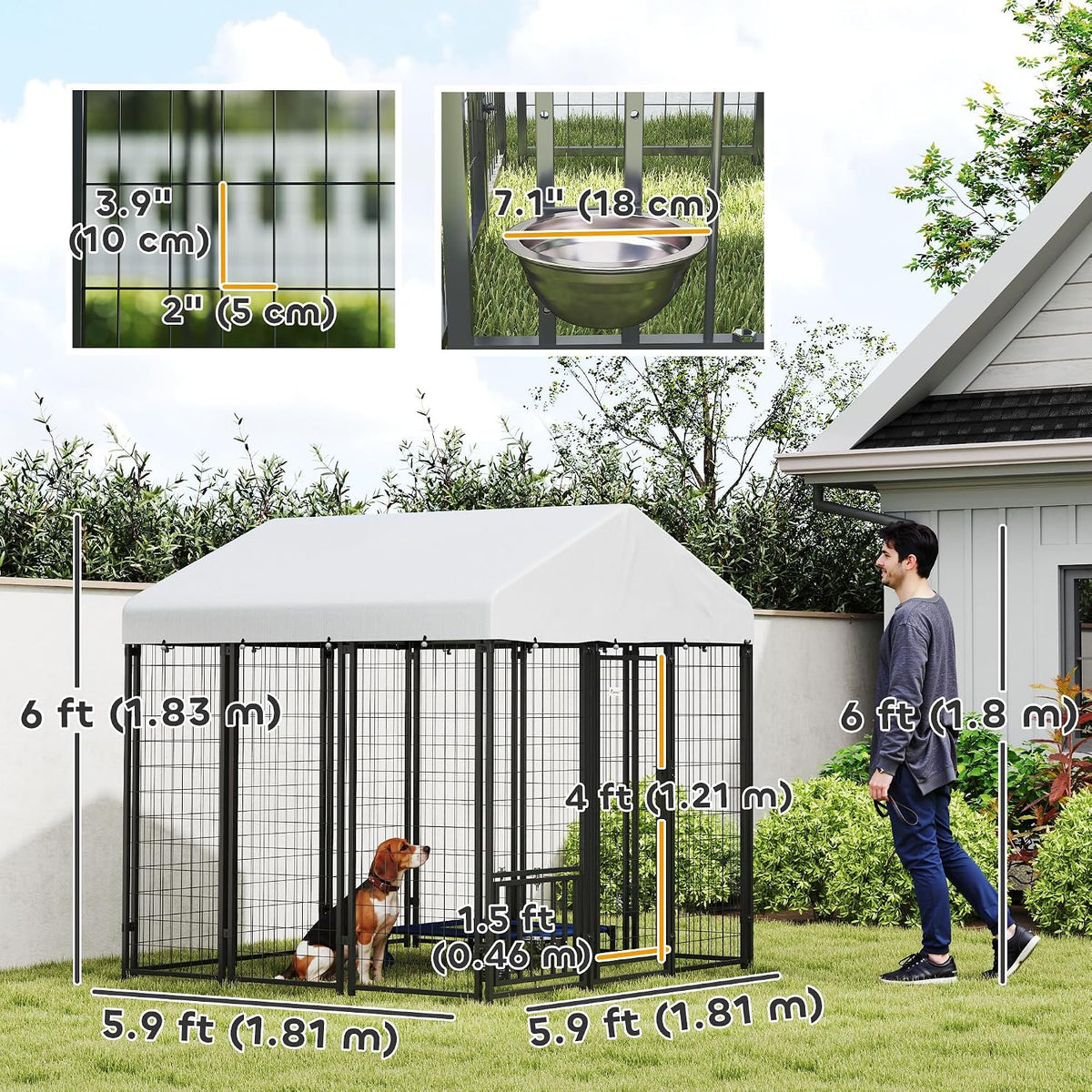pawhut outdoor dog kennel with roof for s&m&l on a desk or shelf