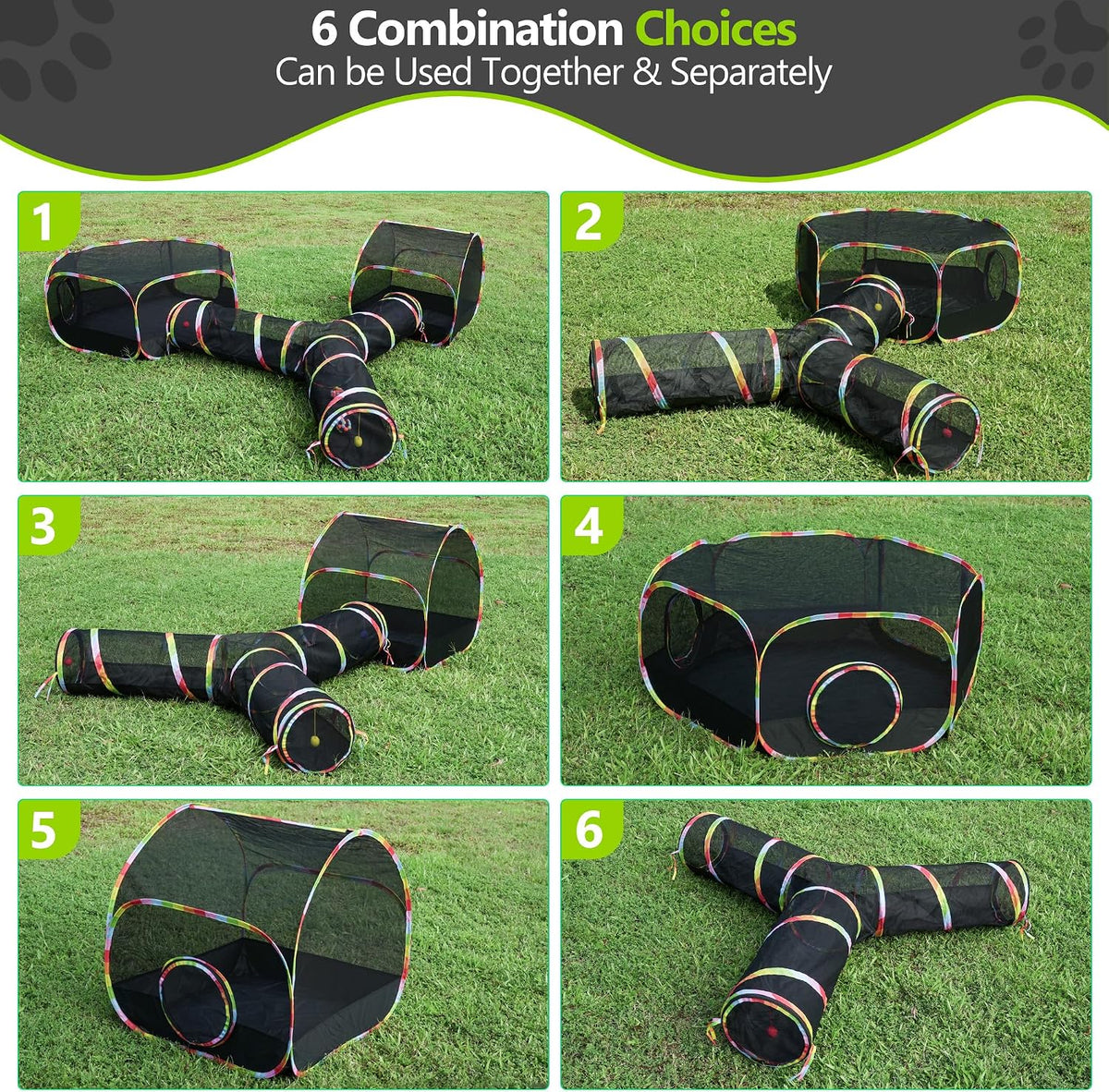 3-in-1 outdoor cat enclosure, catio with tent and, side view