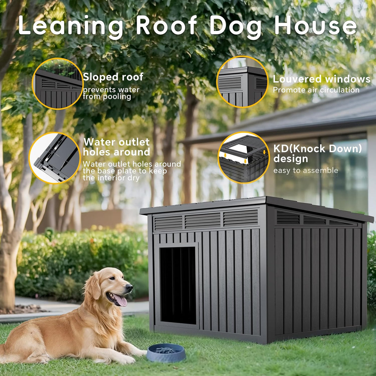 vixzen dog house outdoor & indoor, medium size, side view