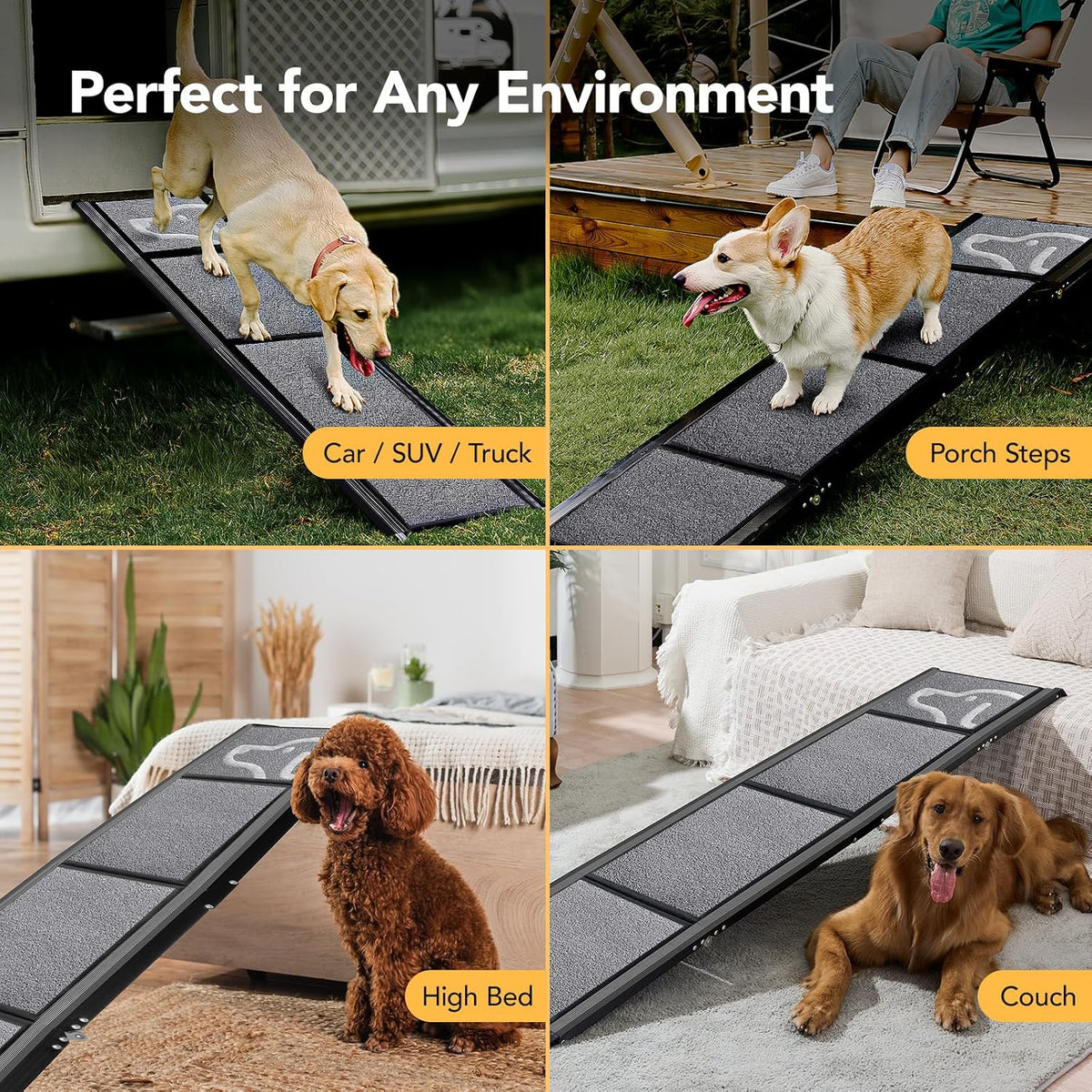 petthem dog ramp for cars, 71" l × on a desk or shelf