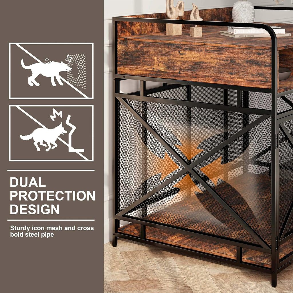 fulhope dog crate furniture, 48" heavy duty wooden on a desk or shelf
