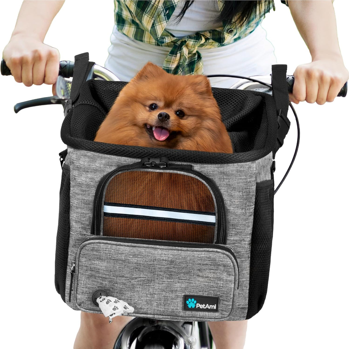 petami dog bike basket, soft-sided ventilated pet carrier, main product view