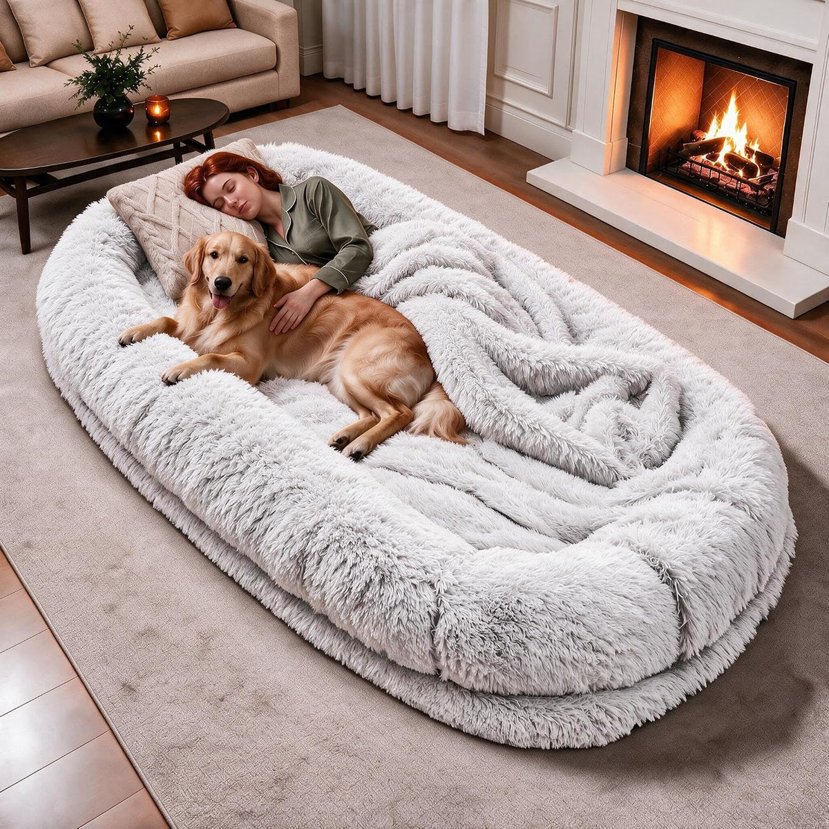 grey human dog bed - 71''x45''x12'' size fits, main product view