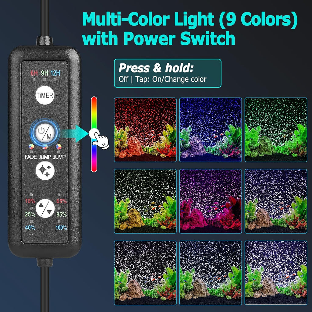 fishkeeper submersible fish tank light with air bubble shown in use