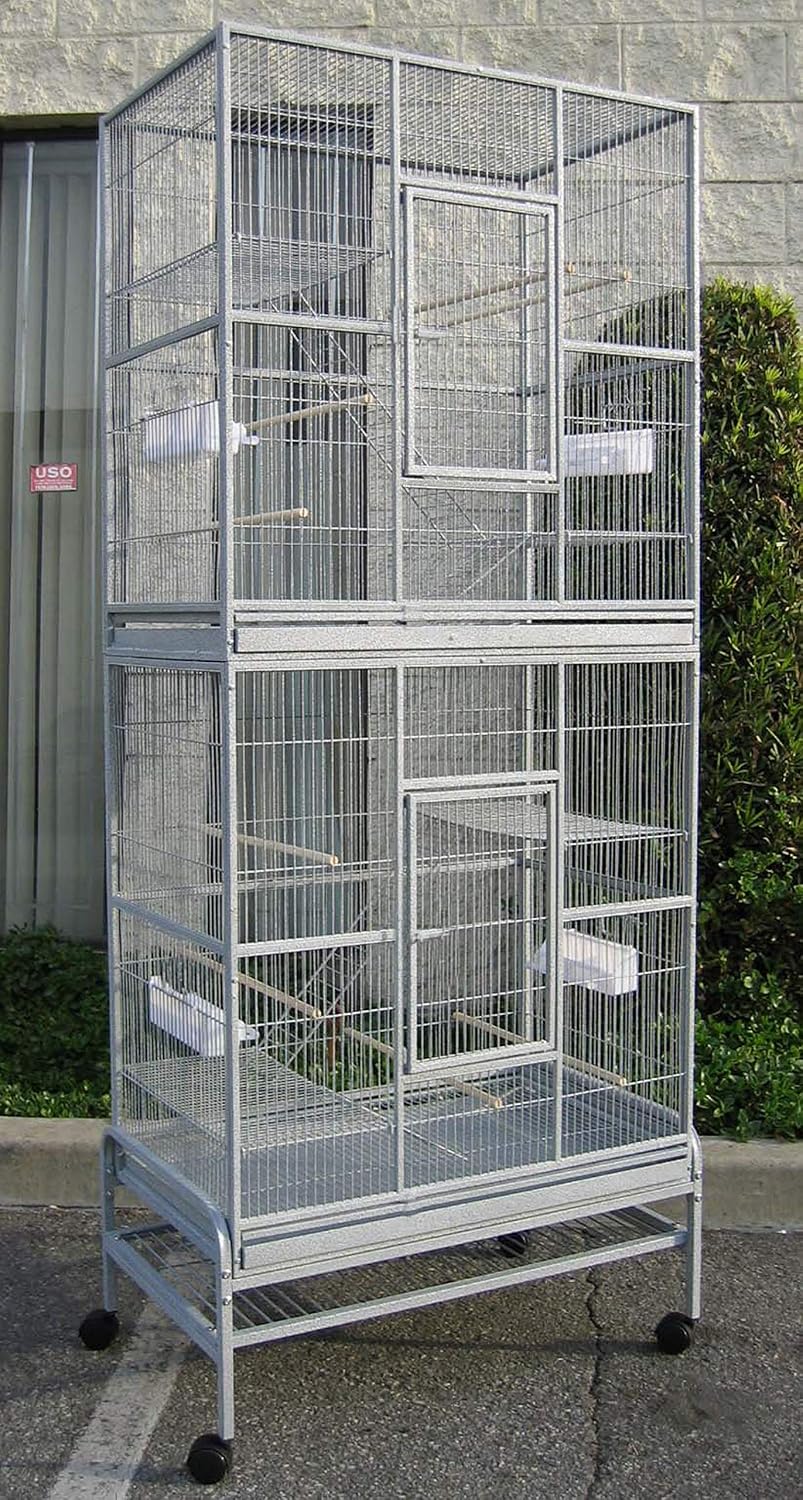 76" extra large double stackable wrought iron breeding, main product view