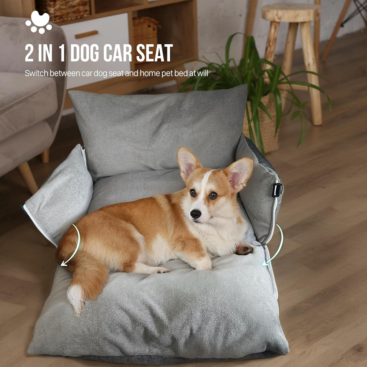 dog car seat for large/medium dogs under 60 shown in use