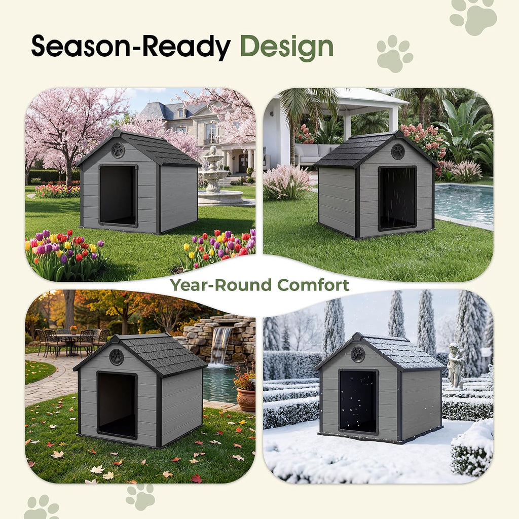 fancyango extra-large giant dog house outdoor indoor for showing dimensions