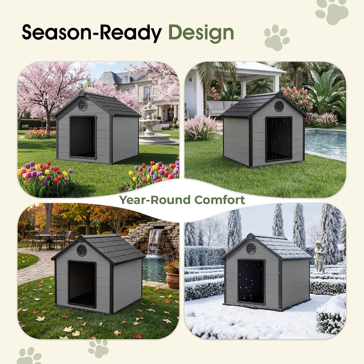 fancyango extra-large giant dog house outdoor indoor for showing dimensions