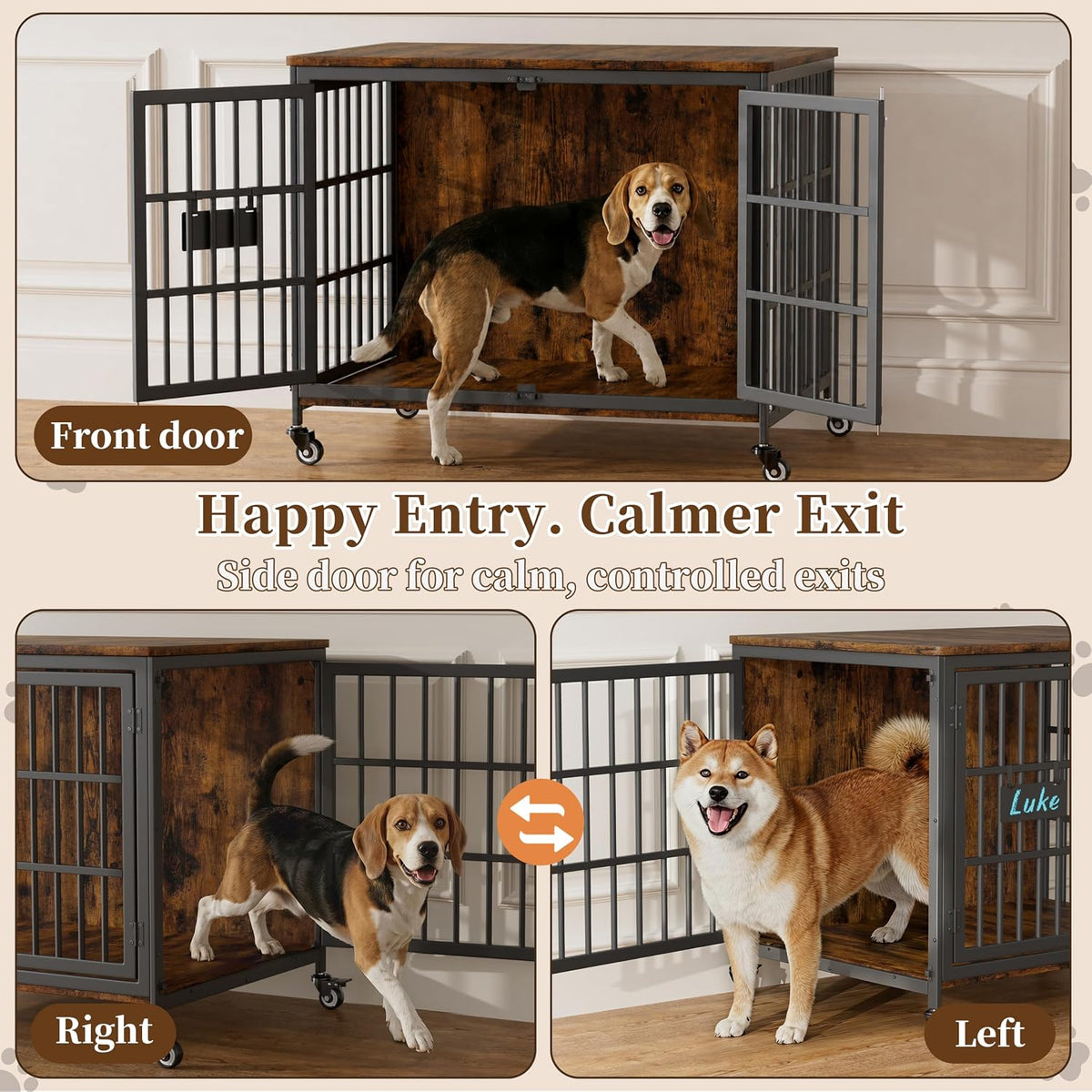 easycom 41in heavy duty dog crate with personalized, package contents
