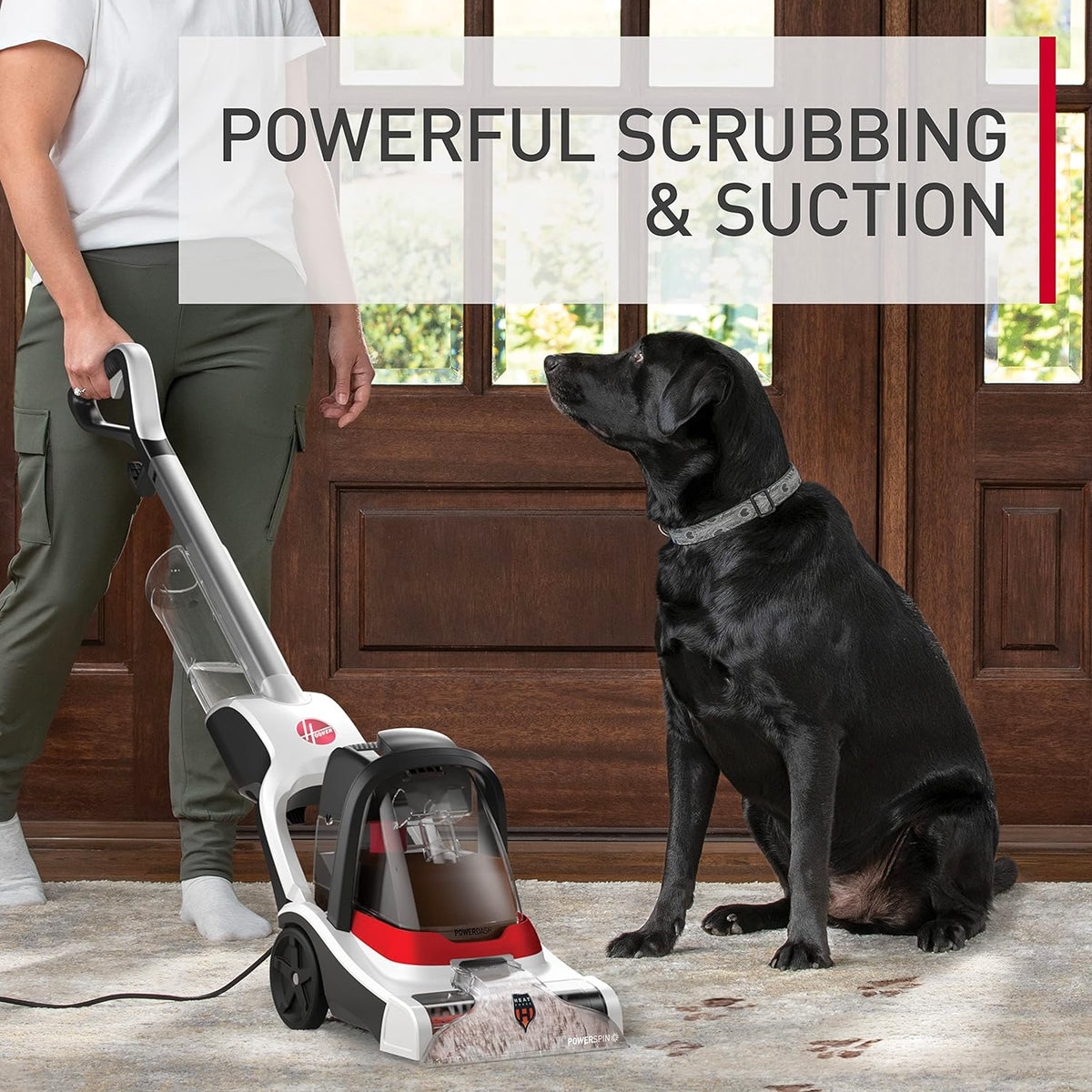 hoover powerdash pet+ compact carpet cleaner, lightweight carpet, close-up detail