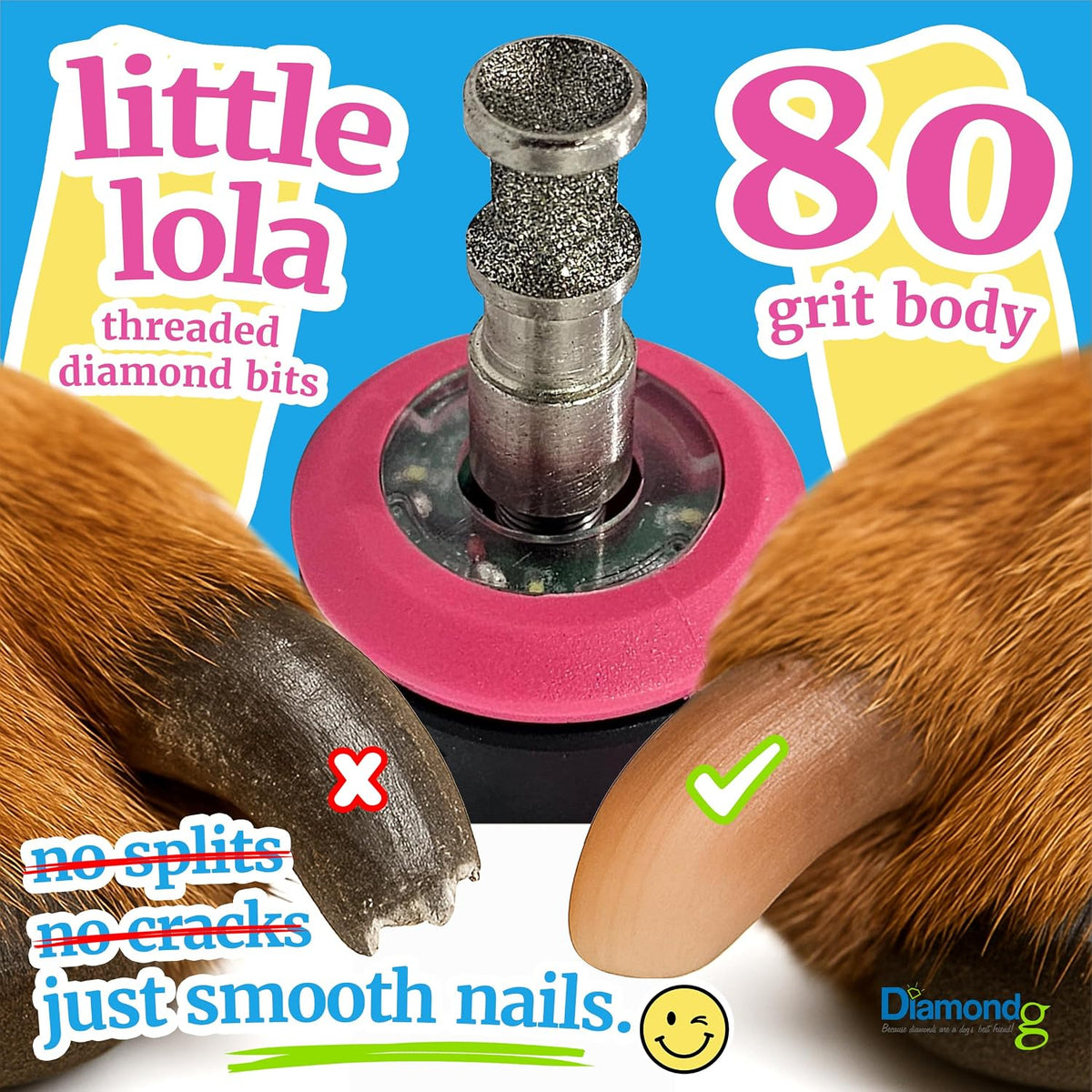 diamondg dog nail grinder bits - diamond-coated, 80 shown in use