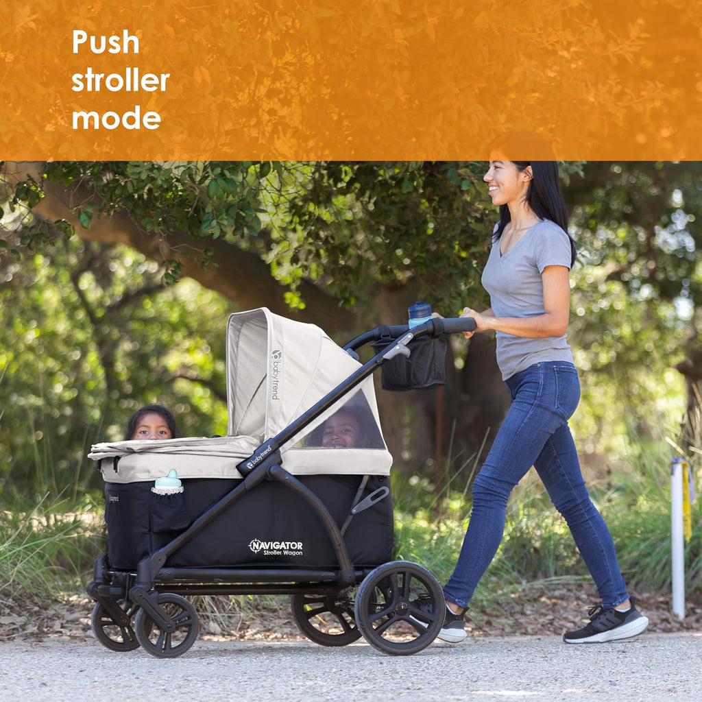 baby trend navigator 2-in-1 stroller wagon, desert tan, view 16
