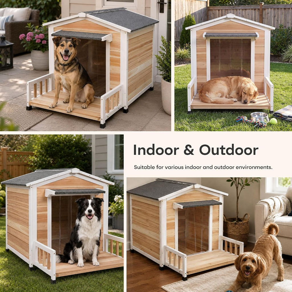 large dog house outdoor elevated wooden dog kennel showing dimensions