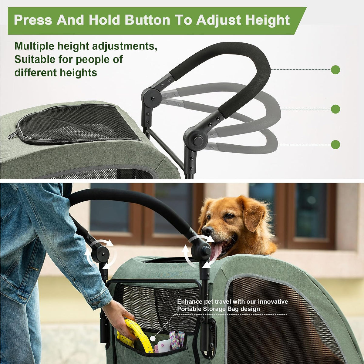 dog stroller for large & medium dogs, dual, package contents