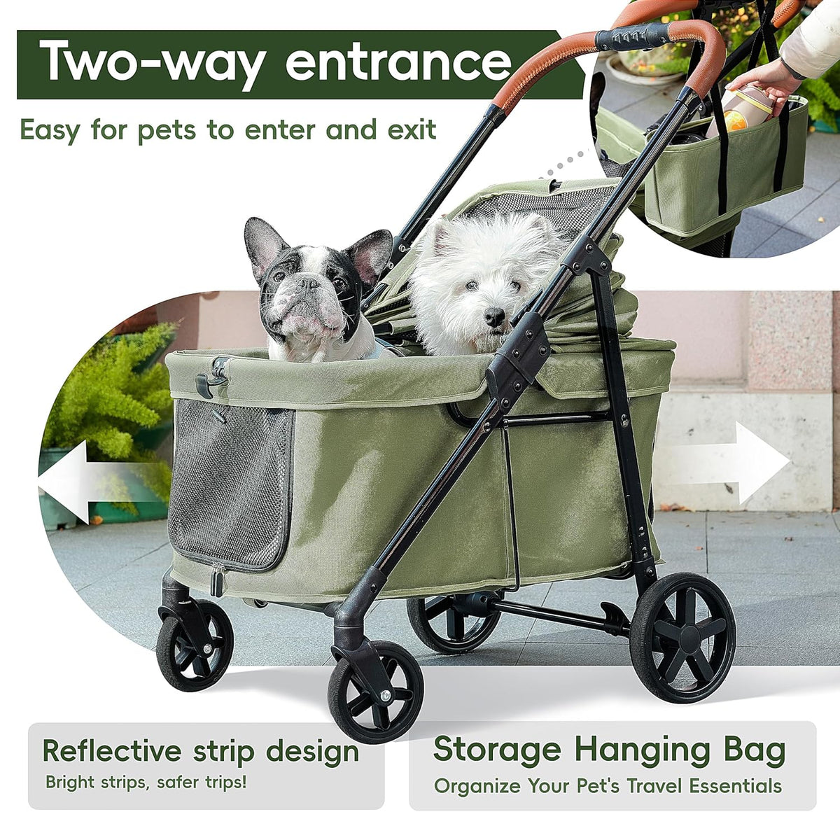 foldable pet stroller small dogs cats up to showing dimensions