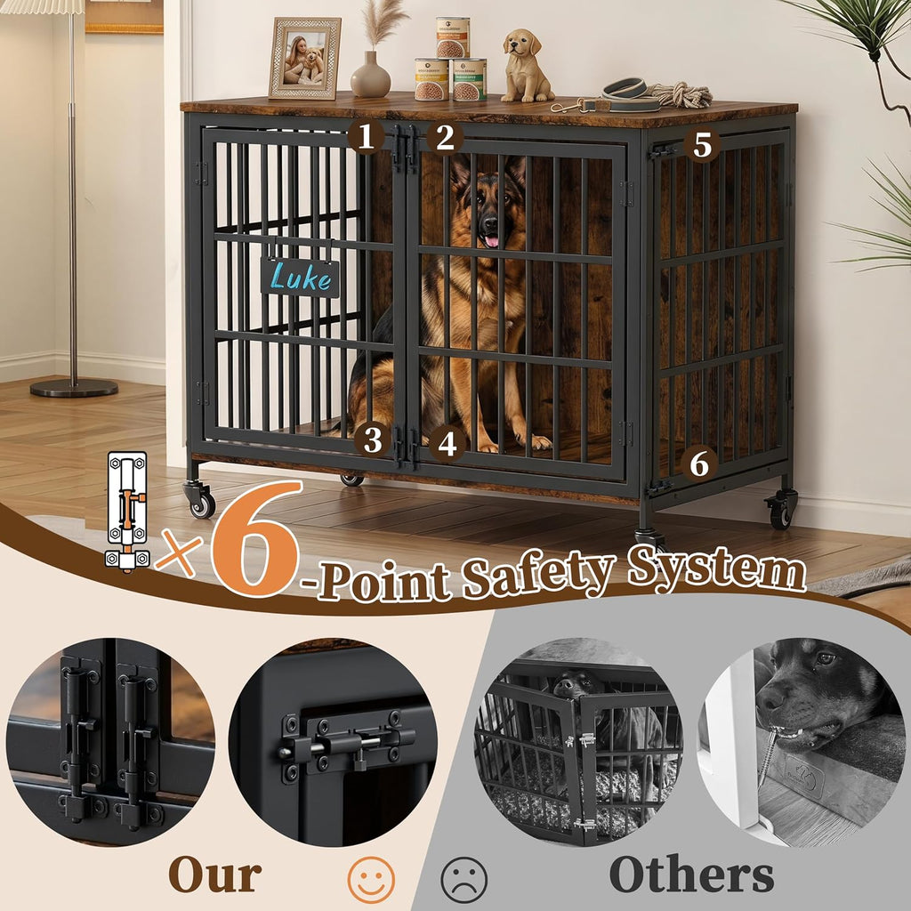easycom 41in heavy duty dog crate with personalized, side view