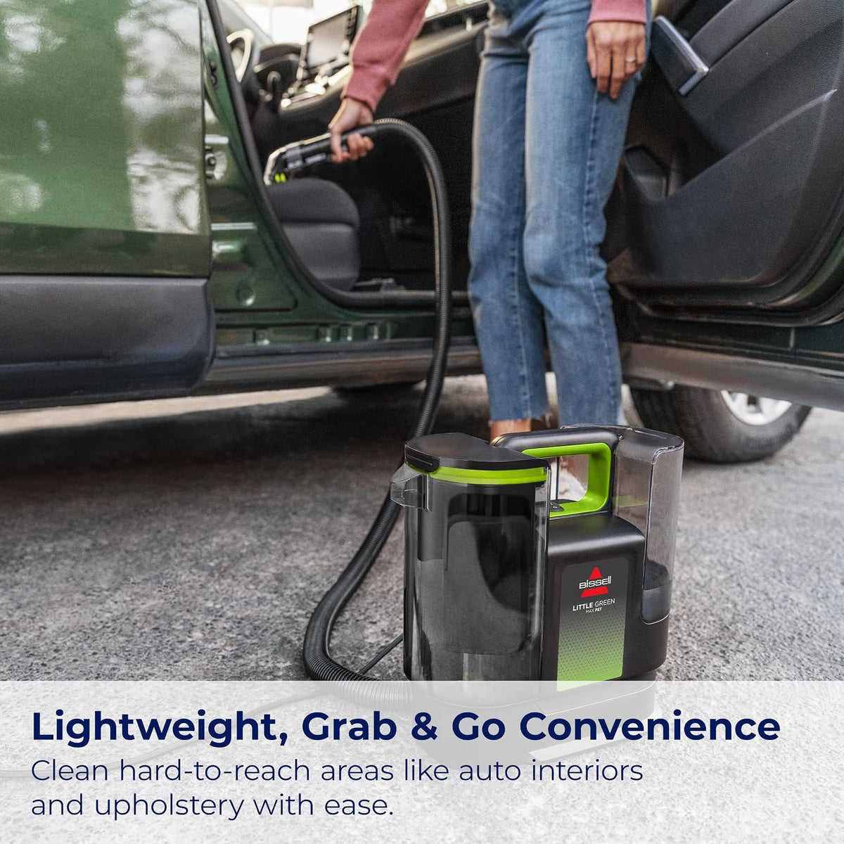 bissell little green max pet portable carpet cleaner showing dimensions