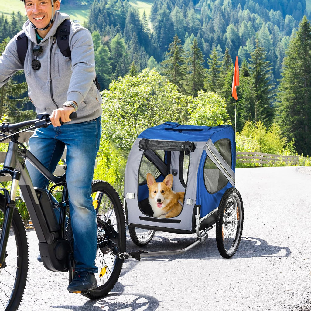 aosom dog bike trailer easy folding cart frame shown in use