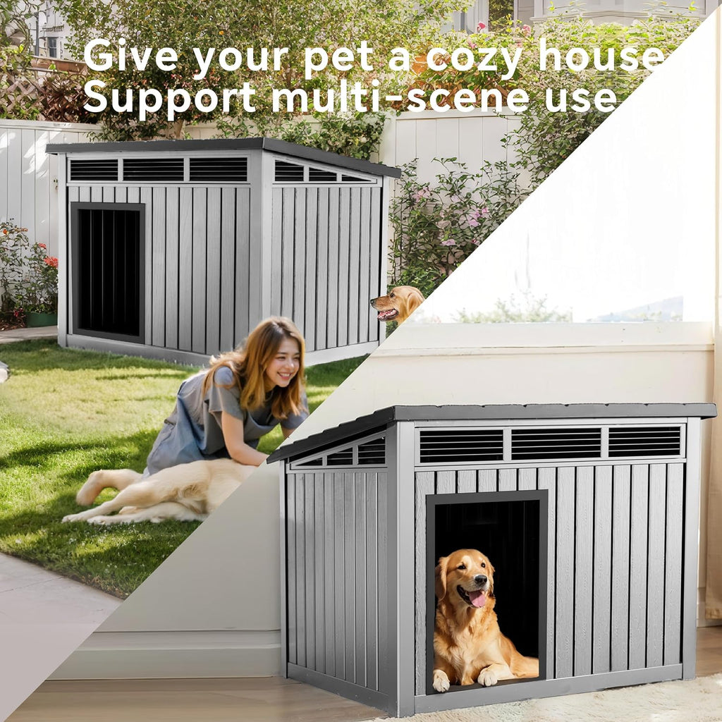 drato dog house, weatherproof resin outdoor dog house, side view
