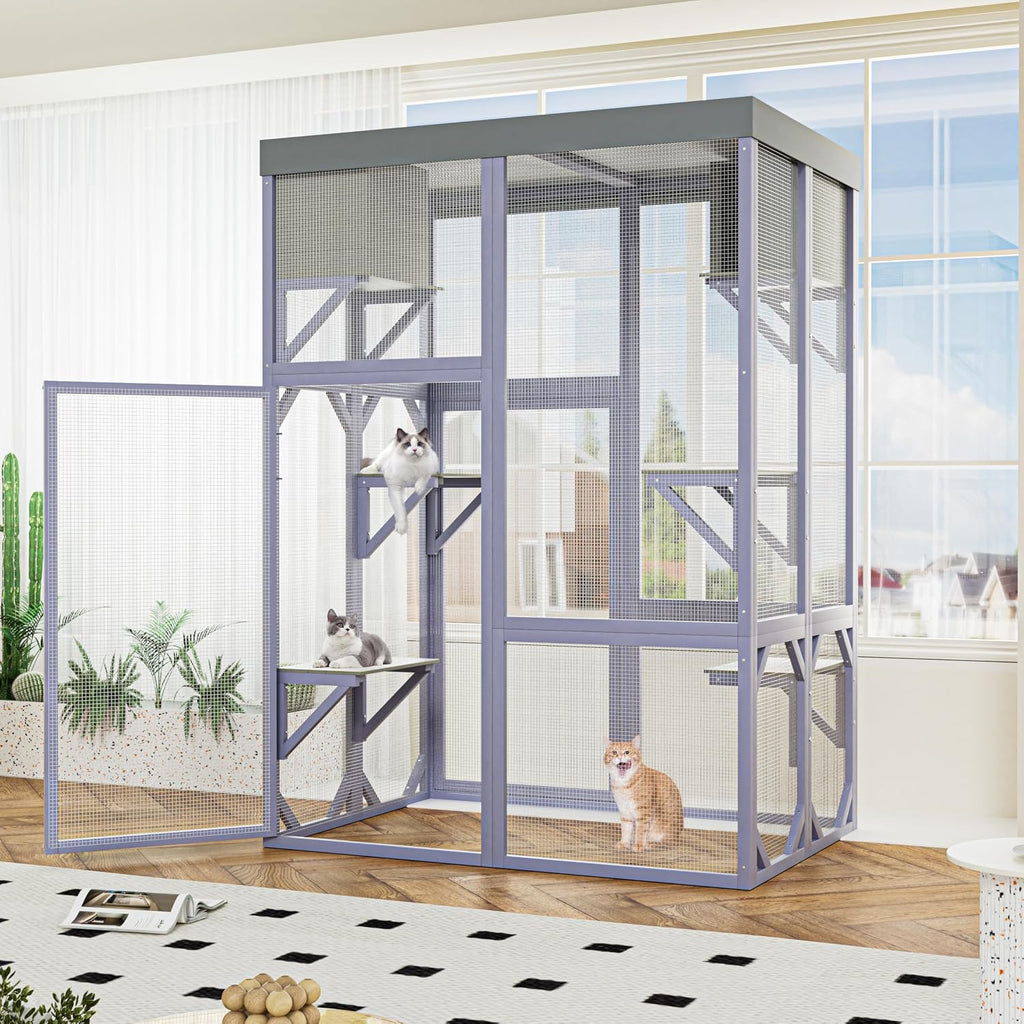 yopto outdoor cat house,70" catio outdoor cat enclosure, close-up detail