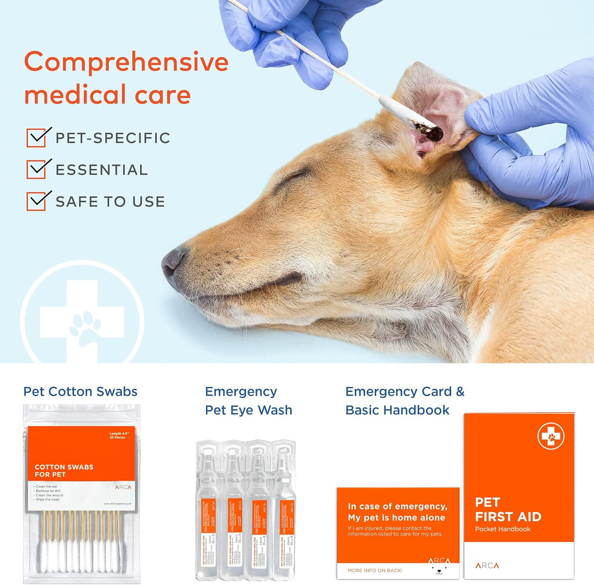 arca pet cat & dog first aid kit showing dimensions