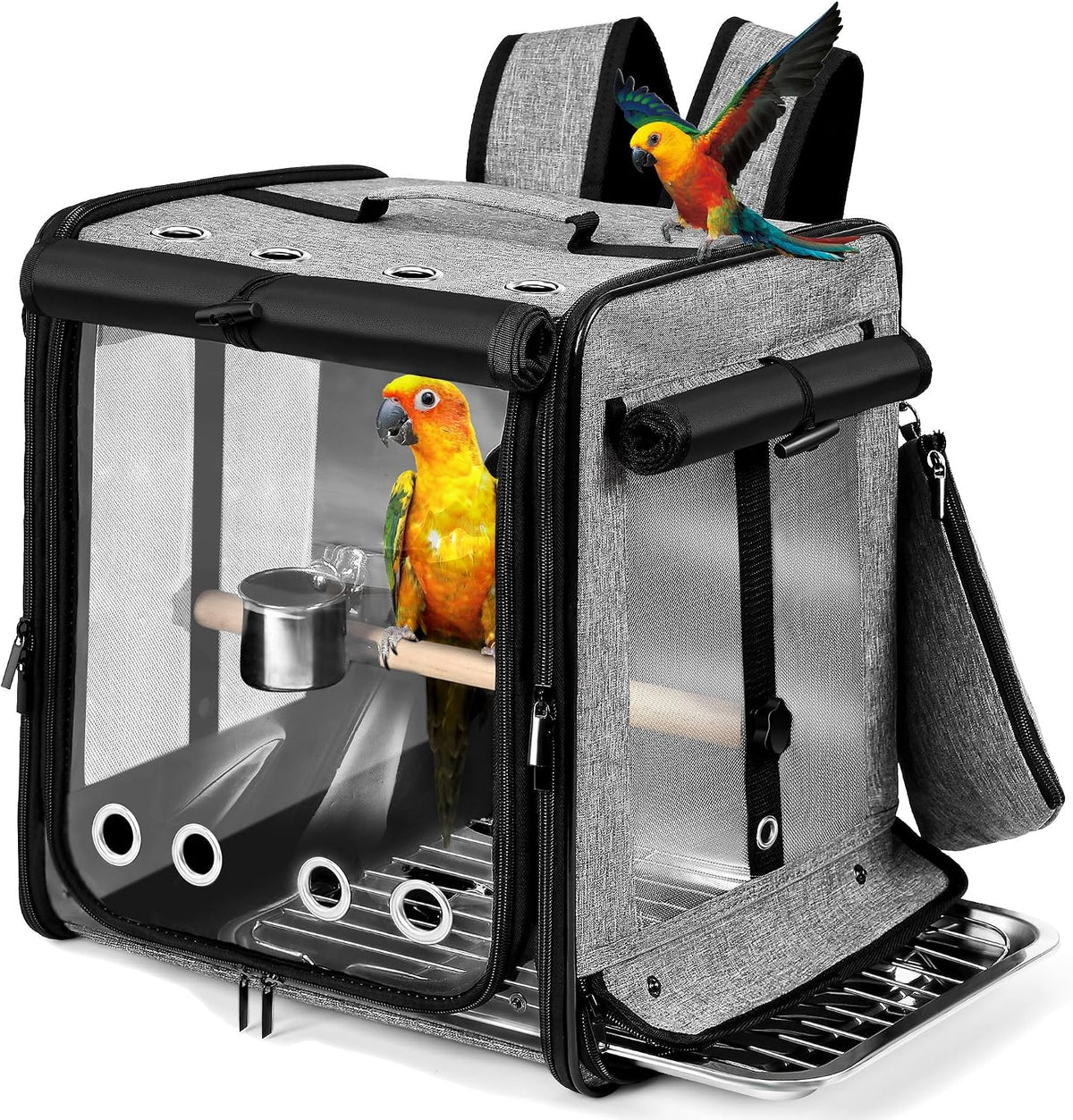 bird carrier with seat belt for car travel, main product view