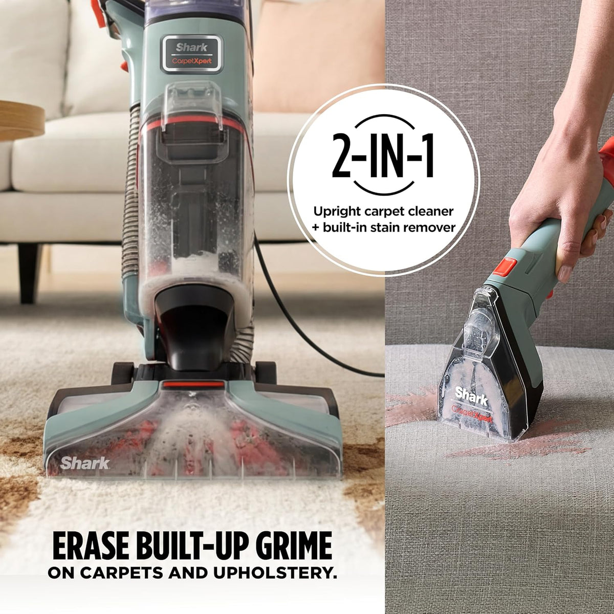 shark carpetxpert upright carpet & built-in stain cleaner, close-up detail