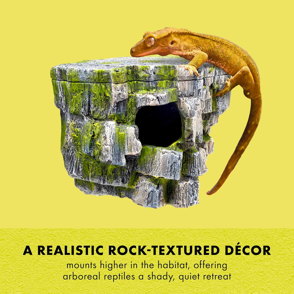 zilla rock cave vertical décor, reptile hides for, close-up detail