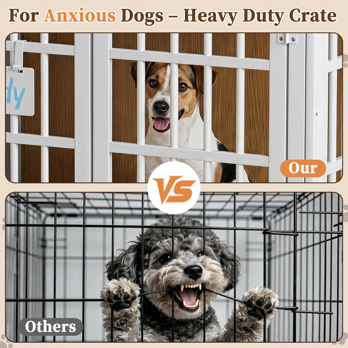 easycom 27in dog crate furniture with personalized name showing dimensions