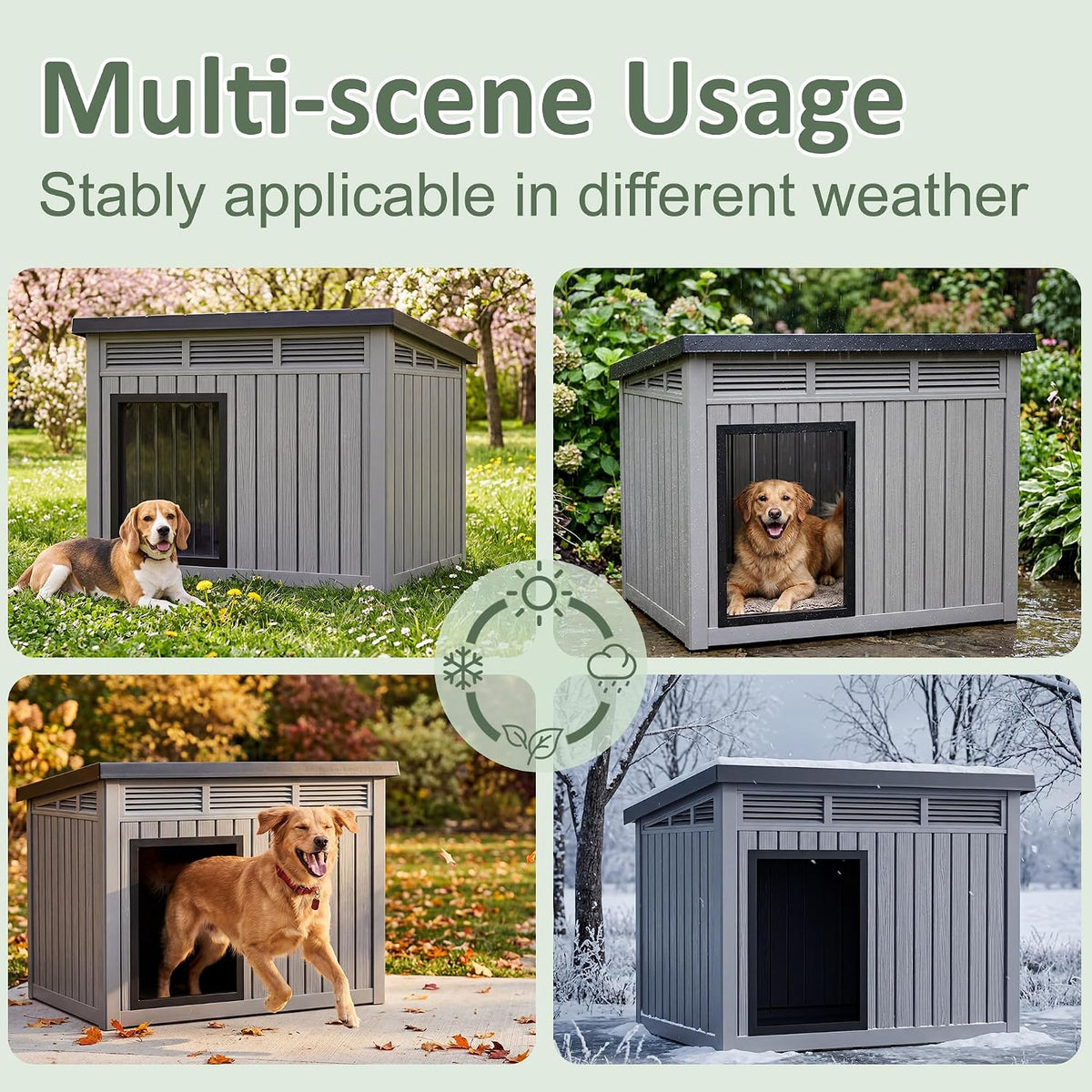drato large dog house, weatherproof resin large dog showing dimensions
