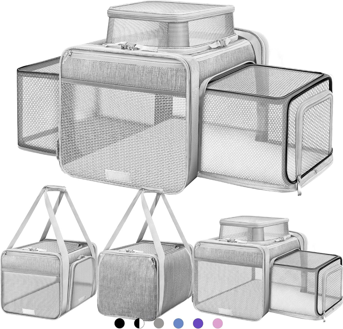 top and 2 sides expandable cat carrier 18x11x11, main product view
