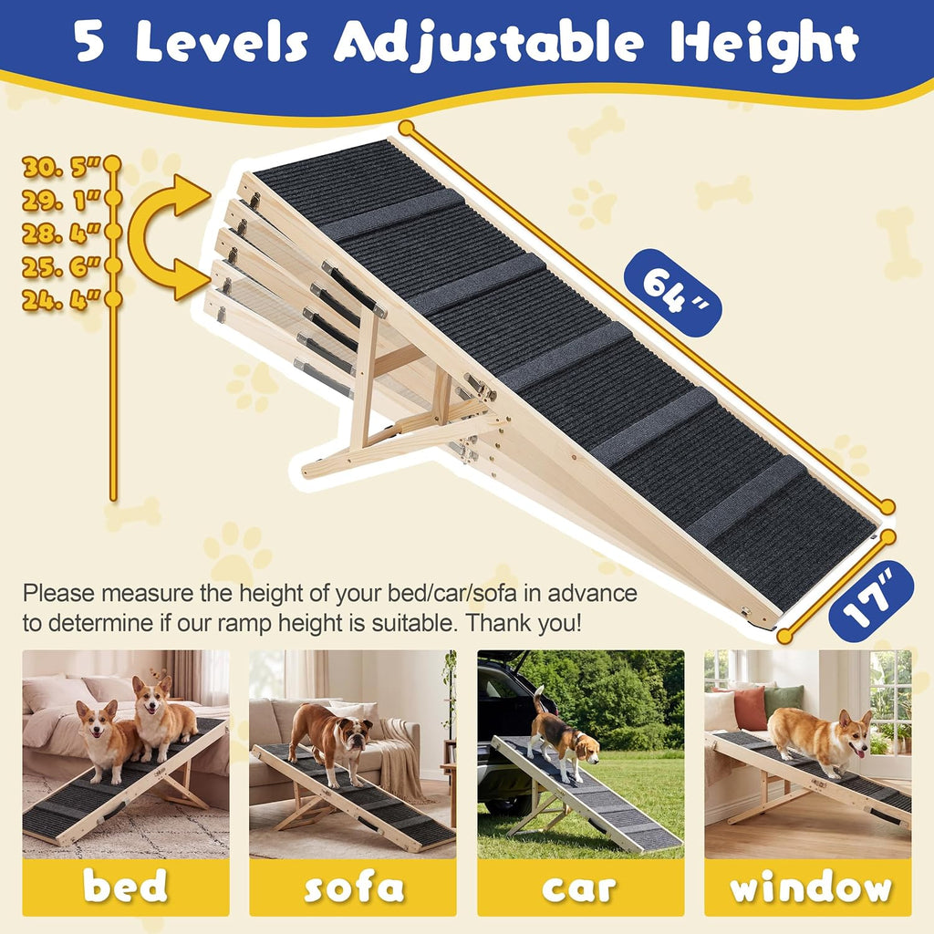 64" l extra long dog ramp for high shown in use
