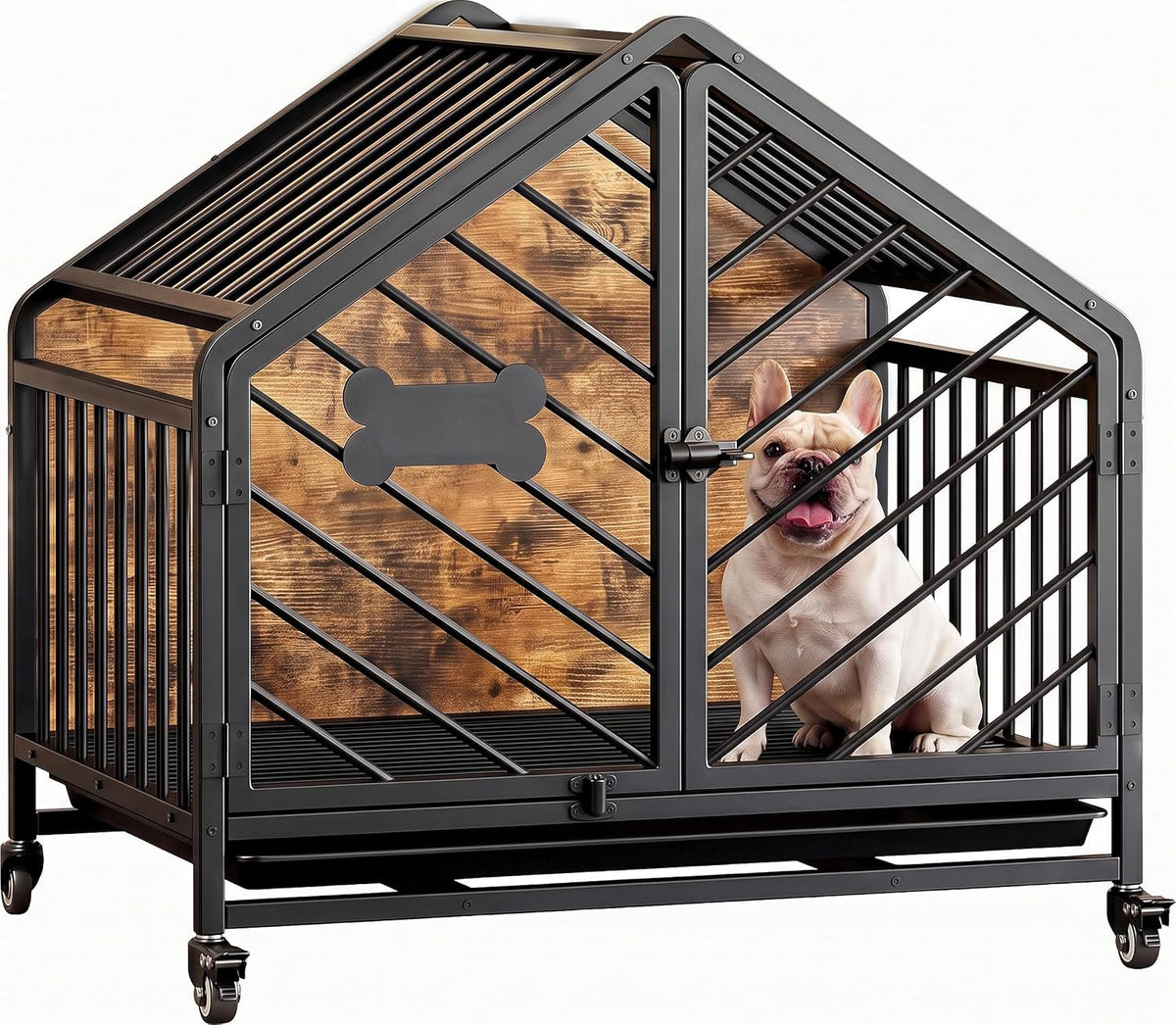 ironck 27.6" dog crate furniture with pull-out tray, main product view